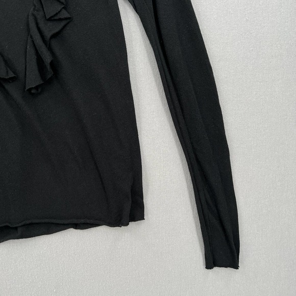 WILDFOX Shirt Womens XS Black Embroidered Tea Rose Lucienne Long Sleeve Crew Tee - Picture 7 of 13